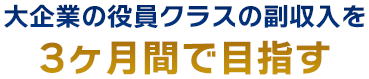 大企業の役員クラスの副収入を3ヶ月間で目指す